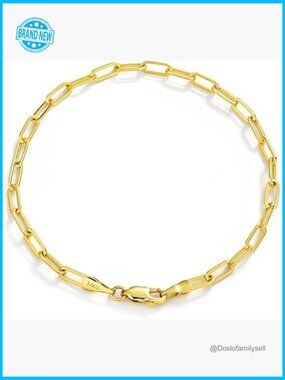 14K Gold Paperclip Chain Bracelet Minimal Chic Classic Stackable Unisex